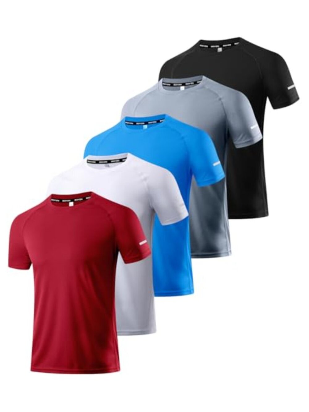5 Pack Men's Dry Fit Moisture Wicking Workout T-Shirts Short Sleeve Athletic